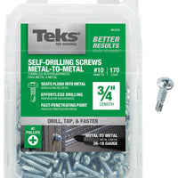 Teks 21372 Screw, #10 Thread, 3/4 in L, Coarse Thread, Pan Head, Phillips Drive, Self-Drilling, Self-Tapping Point, Zinc