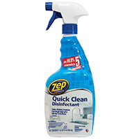 Zep ZUQCD32 Quick Clean Disinfectant, 32 oz, Liquid, Light Blue