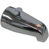 ProSource 24501-3L Bathtub Spout with Diverter, 5-1/4 in L, 3/4 x 1/2 in Connection, IPS, Zinc, Chrome Plated