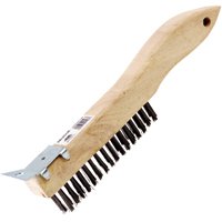 ProSource WB01416S Wire Brush with Scraper, 1-3/4 in L Trim, Metallic Bristle, 3/4 in W Brush, 10-7/8 in OAL