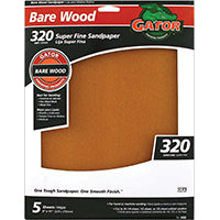 Gator 4466 Sanding Sheet, 11 in L, 9 in W, Very Fine, 320 Grit, Garnet Abrasive, Paper Backing