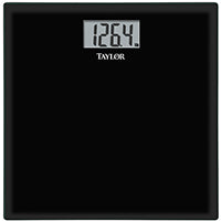 Taylor 75584192B Bathroom Scale, 400 lb Capacity, LCD Display, Black, 13.63 in OAW, 13.63 in OAD, 1.94 in OAH