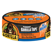 Gorilla 6009002 Permanent Tape, 25 yd L, 1.88 in W, Black