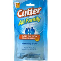 Cutter ALL FAMILY HG-95838 Mosquito Wipe, 3 oz, White, Alcohol