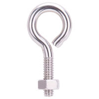 ProSource LR293 Eye Bolt, 6 mm Thread, Machine Thread, 3/8 in L Thread, 1 in Dia Eye, 160 lb Working Load