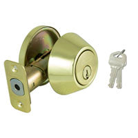 ProSource Signature Series Deadbolt, 3 Grade, Polished Brass, 2-3/8 to 2-3/4 in Backset, KW1 Keyway