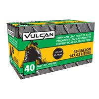 VULCAN FG-03812-05 Lawn and Leaf Bag, 39 gal Capacity, Black
