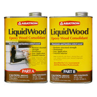 ABATRON LiquidWood LW2QKR Wood Filler, Liquid, Faint, Slightly Aromatic Part A, Irritating Ammonia Part B, Clear, 2 qt