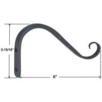 Landscapers Select GB-3021 Hanging Plant Hook, 5-3/4 in L, 3.5 in H, Steel, Matte Black, Wall Mount Mounting