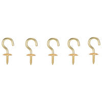 ProSource Cup Hook, 11/32 in Opening, 3.2 mm Thread, 1-1/4 in L, Brass, Brass