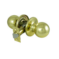 ProSource T3730V-PS Door Knob, Knob Handle, Metal, Polished Brass, 2-3/8 to 2-3/4 in Backset, 44 x 57 mm Strike