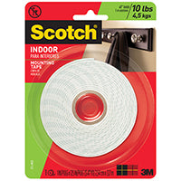 Scotch 314DC Mounting Tape, 125 in L, 1 in W, White