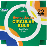 Feit Electric FC8T9/CW Fluorescent Bulb, 22 W, T9 Lamp, G10Q Lamp Base, 4100 K Color Temp, Cool White Light