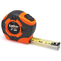 Crescent Lufkin Quikread Series PQR1425N Tape Measure, 25 ft L Blade, 1 in W Blade, Steel Blade, ABS Case, Orange Case