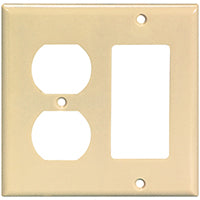 Eaton Wiring Devices 2157V-BOX Combination Wallplate, 4-1/2 in L, 4-9/16 in W, 2 -Gang, Thermoset, Ivory