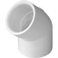 LASCO 417010BC Pipe Elbow, 1 in, Slip, 45 deg Angle, PVC, White, SCH 40 Schedule, 450 psi Pressure