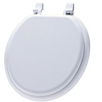 BEMIS 66TT-000 Toilet Seat, Round, Molded Wood, White, Top-Tite Hinge