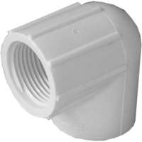 LASCO 407007BC Pipe Elbow, 3/4 in, Slip x FPT, 90 deg Angle, PVC, White, SCH 40 Schedule