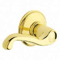 Schlage F170 FLA 605 LH Left Handed Flair Door Lever, One Sided Non-Turning Dummy Door Handle, Bright Brass