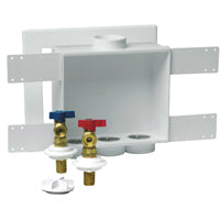 Oatey Quadtro 38529 Washing Machine Outlet Box, 1/2 in Connection, Brass/Polystyrene, Brown