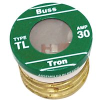 Bussmann BP/TL-30 Plug Fuse, 30 A, 125 V, 10 kA Interrupt, Plastic Body, Time Delay Fuse