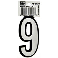 Hy-ko Ps-20/9 Reflective Vinyl House Number #9, 3-1/4" (Pack of 10)