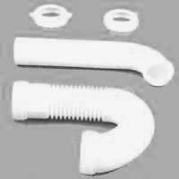 Plumb Pak PP21240 Flex 'N Fix P Trap with Reducing Washer, Inlet, 1-1/2" x 1-1/4", White
