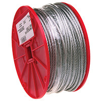 Campbell 7000427 Aircraft Cable, 1/8 in Dia, 500 ft L, 340 lb Working Load, Galvanized Steel