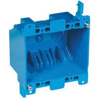Carlon B225R-UPC Outlet Box, 2 -Gang, PVC, Blue, Clamp Mounting
