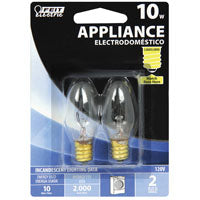 Feit Electric BP10C71/2/RP Incandescent Lamp, 10 W, Candelabra E12 Lamp Base, 63 Lumens Lumens, 2700 K Color Temp