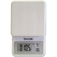 Taylor 3817 Kitchen Scale, 11 lb Capacity, LCD Display, White, g, lb, oz