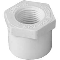 LASCO 438130BC Reducing Bushing, 1 x 1/2 in, Spigot x FNPT, PVC, White, SCH 40 Schedule, 450 psi Pressure