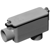 Carlon E986GR Conduit Body, 1-1/4 in Hub, PVC, Gray