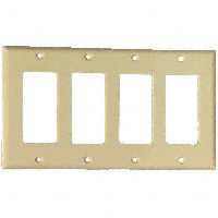 Cooper 2164V Electrical Wall Plate, Decorator, 4-Gang - Ivory