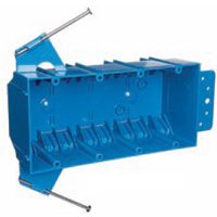 Carlon B455A-UPC Outlet Box, 4 -Gang, PVC, Blue, Bracket Mounting
