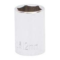 Vulcan MT6490312 Drive Socket, 12 mm Socket, 1/4 in Drive, 6-Point, Chrome Vanadium Steel, Chrome