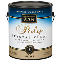 Aqua ZAR 32413 Polyurethane Paint, Gloss, Liquid, Crystal Clear, 1 gal, Can