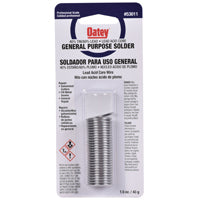 Oatey 53011 Acid Core Wire Solder, 1.5 oz Carded, Solid, Silver, 360 to 460 deg F Melting Point
