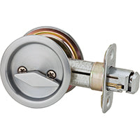 Kwikset 33526DROUNDPOCKET Pocket Door Lock, Satin Chrome, 2-3/8 in Backset