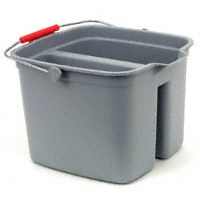 Rubbermaid 261700GRAY Double Bucket, 17 qt Capacity, Rectangular, Plastic Wringer, Gray