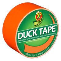 Duck 1265019 Duct Tape, 15 yd L, 1.88 in W, Vinyl Backing, Neon Orange