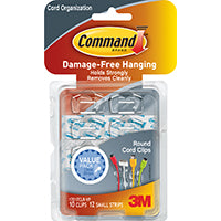 3M Command Strips 17017clr-10es Clear Round Cord Clips 10 Count With Command Adhesive Strips 17017CLR-VP