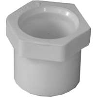 LASCO 437101 Reducer Bushing, 3/4 x 1/2 in, Spigot x Slip, PVC, White, SCH 40 Schedule, 280 psi Pressure