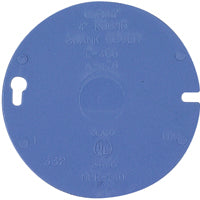 Carlon E460R-CAR Outlet Box Cover, 4 in Dia, Round, Plastic, Blue