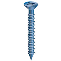 COBRA ANCHORS 630J Concrete Screw, 1/4 in Thread, 1-1/4 in L, Flat Head, Phillips, Robertson Drive, Steel