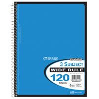 TOP FLIGHT WB120DPF 4511880 Wide Rule Notebook, Micro-Perforated Sheet, 120-Sheet, Wirebound Binding