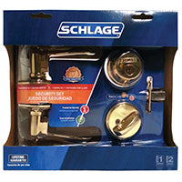 Schlage FB50 V FLA 505 605 Single Cylinder Deadbolt and Keyed Entry Flair Lever, Bright Brass