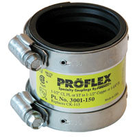 FERNCO P3001-150 Transition Shielded Coupling, 1-1/2 x 1-1/2, 1-1/4 in, PVC, SCH 40 Schedule, 4.3 psi Pressure