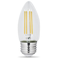 Feit Electric BPETC40/927CA/FIL LED Bulb, Specialty, Torpedo Tip Lamp, 40 W Equivalent, E26 Lamp Base, Dimmable, Clear