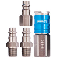 Plews & Edelmann Tru-Flate 13-903 1/4" Body, T6 Aluminum 'HI FLO' Plug and Coupler Set, 4 Piece